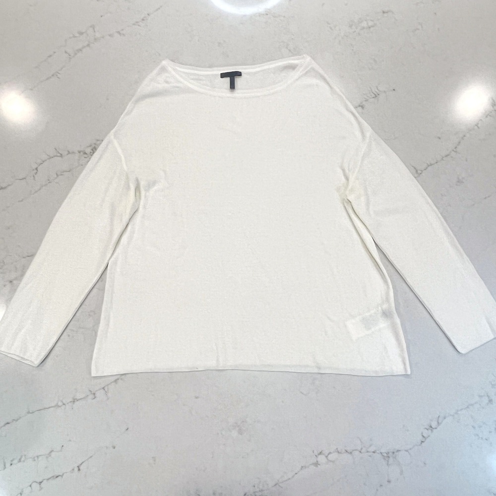 Oska Lightweight Sweater Womens 8 White Viscose Blend Sheer Knit Jumper 2